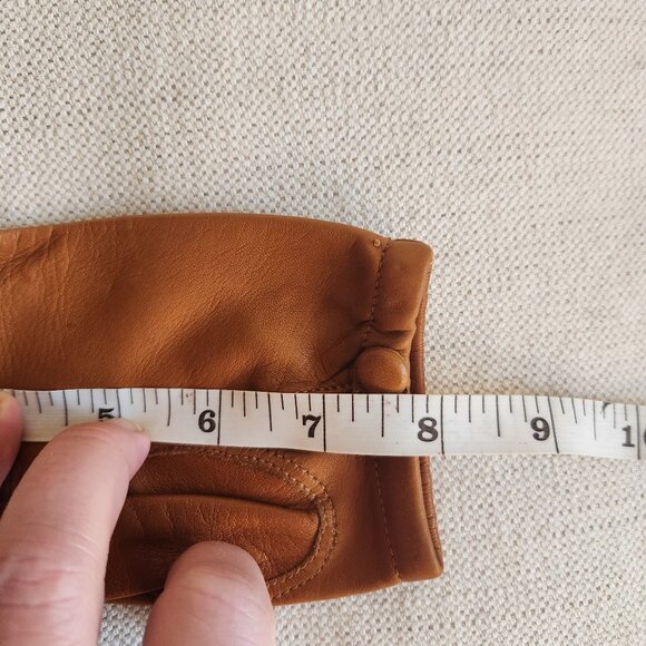 Vintage Tan Whipstitched Leather Gloves – S - Picture 7 of 9